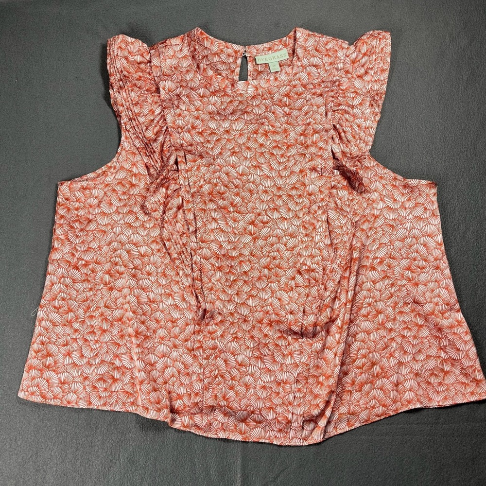 NWT Ryegrass Ruffle Sleeve Blouse Shell Print Sleeveless Top‎ JCPenney 2X